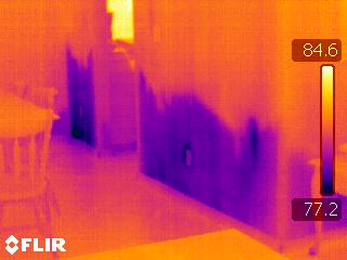 Infrared photo of wet wall